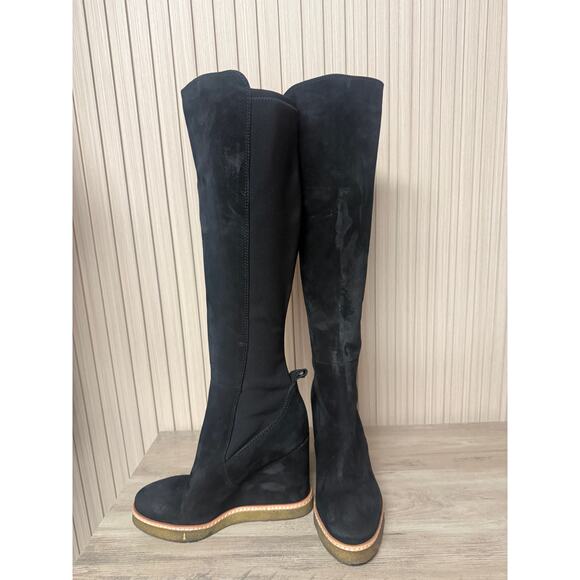 Veronica Beard Andora Knee-High Wedge Boot in Black Size 5.5M - Picture 14 of 16